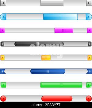 Sliders and scroll buttons in glossy style for design Stock Vector