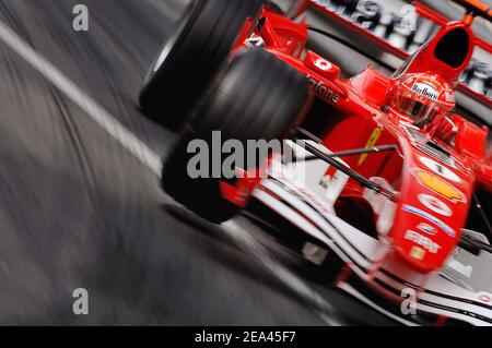 German Formula One driver Michael Schumacher (team Ferrari) during the G.P of Monaco circuit, on May 21, 2005. Photo by Thierry Gromik/ABACA. Stock Photo