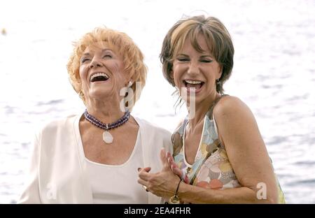 Cast members of 'The young and the restless', Jeanne Cooper (l) and Jess Walton, pose during the 45th Monte-Carlo Television Festival in Monaco, on June 29, 2005. Photo by Gerald Holubowicz/ABACA. Stock Photo