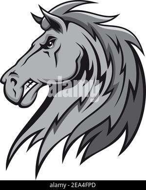 Angry wild stallion in cartoon design for mascot or equestrian sports design Stock Vector