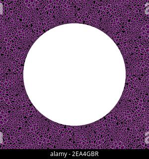Colorful frame. Round pattern in form of mandala. Purple decorative border with animal ornament. Leopard skin. Copy space. Fashion board. Template Stock Vector