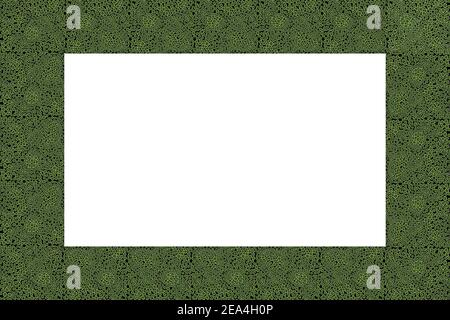 Colorful frame. Squared pattern. Green decorative border with animal ornament. Leopard skin. Copy space. Fashion board. Template design for card Stock Vector