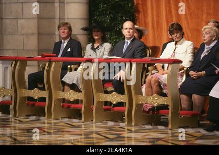 The princely family attending a solemn morning mass starting the daylong celebration of Prince Albert II's enthronement, at the cathedral of Monaco on July 12, 2005. Photo by Niviere/POOL/ABACAPRESS.COM Stock Photo