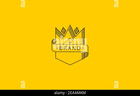 Crown King with Ribbon Vintage Logo Template suitable for any business company Stock Vector