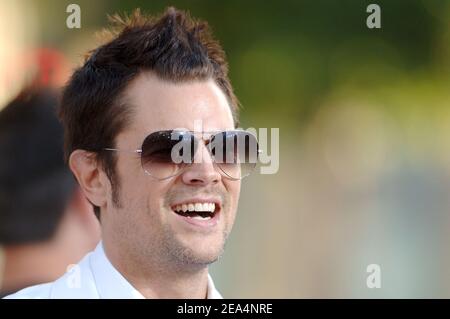 Cast member Johnny Knoxville attends the premiere of Warner Bros 'The Dukes of Hazzard', also starring Jessica Simpson, Burt Reynolds, Seann William Scott and Lynda Carter, held at the Grauman's Chinese Theatre in Los Angeles, CA, USA, on July 28, 2005. Photo by Lionel Hahn/ABACAPRESS.COM. Stock Photo