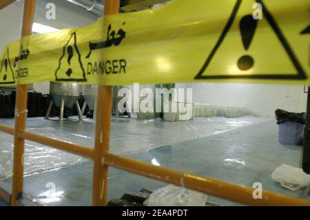 Inside view of the Uranium Conversion Facility (UCF) in Isfahan, Iran, on November 20, 2004. Iran said nuclear processing is set to resume at the Isfahan plant, the largest of its type in the country, on Wednesday. France, Britain and Germany have warned Iran of a major international crisis if the country goes ahead with its plans. Photo by ABACAPRESS.COM Stock Photo