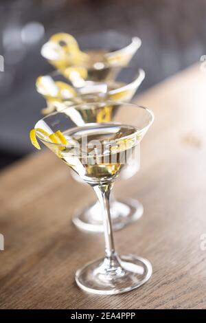 Glasses of Lemon Drop Martini Cocktail with Zest on Wooden Table Stock  Image - Image of aperitif, lemon: 156848065
