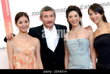 Kim So Yeun, director Tsui Hark, Charlie Young and Zhang Jingchu attend the 'Seven Swords' PhotoCall at the 62nd Venice Film Festival, in Venice, Italy, on August 31, 2005. Photo by Lionel Hahn/ABACAPRESS.COM Stock Photo
