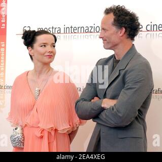 'Bjork and Matthew Barney attend the photocall of ''Drawing Restraint 9'' at the 62nd Venice Film Festival. Venice, Italy, September 2nd, 2005. Photo by Lionel Hahn/ABACAPRESS.COM' Stock Photo