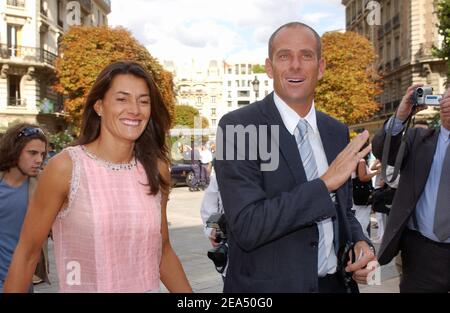 Former French tennis player Guy Forget and his wife Isabelle attend the civil wedding of former French tennis player Henri Leconte with Florentine, at the city hall in Levallois, near Paris, France, on September 9, 2005. Photo by Mousse-Gorassini/ABACAPRESS.COM. Stock Photo