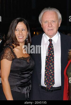 Cast member Sir Anthony Hopkins and his wife Stella Arroyave arrive at the 'Proof' premiere held at the Ziegfeld theatre in New York City, NY, USA, on Tuesday September 13, 2005. Photo by Nicolas Khayat/ABACAPRESS.COM Stock Photo