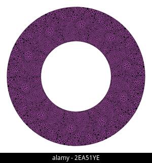Colorful frame. Round pattern in form of mandala. Purple decorative border with animal ornament. Leopard skin. Copy space. Fashion board. Template Stock Vector