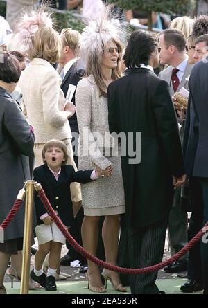 Wedding of Delphine Arnault and Alessandro Gancia in Bazas, South West of  France on September 17, 2005. Her father Bernard Arnault, C.E.O of LVMH  Empire and his wife Helene Mercier Arnault attend