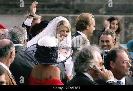 Wedding of Delphine Arnault and Alessandro Gancia in Bazas, South West of France on September 17, 2005. Her father Bernard Arnault, C.E.O of LVMH Empire and his wife Helene Mercier Arnault attend the wedding. Photo by ABACAPRESS.COM. Stock Photo