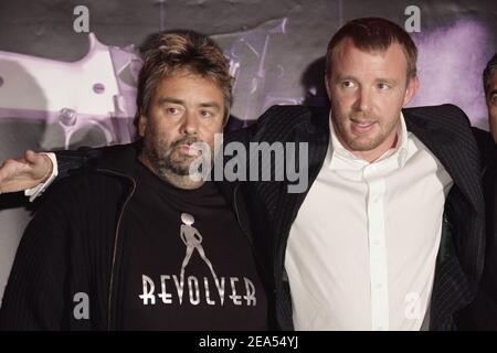 Producer Luc Besson and director Guy Ritchie pose at the French premiere of ther film 'Revolver' held at the Gaumont Champs Elysees in Paris, France, September 22, 2005. Photo by Orban-Klein/ABACAPRESS.COM Stock Photo