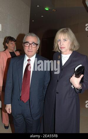 US Director Martin Scorsese and his wife Helen Morris attend the screening of Jean Renoir's 'Le Fleuve' for the inauguration of the new building of 'La Cinematheque Francaise' built by US architect Frank O. Gehry, in Paris, France, September 26, 2005. Photo by Denis Guignebourg/ABACAPRESS.COM Stock Photo