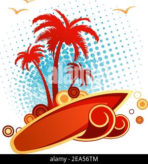 Tropical abstract background with palms and sunset Stock Vector