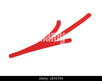 Red arrow sign isolated on white background, pointer sign, creative modern arrow. Stock Photo