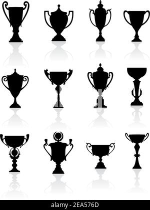 Sports trophies and awards silhouettes set for design Stock Vector