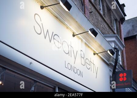 The Sweaty Betty sign and logo in the UK Stock Photo - Alamy