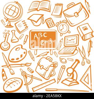 Silhouette School and education objects - vector illustration Stock ...