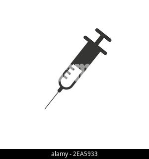 Covid-19 Vaccine Syringe Icon. Full Syringe Solid Flat Icon. Injection Needle Vector Stock Vector