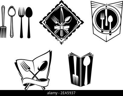 Restaurant menu icons and symbols set for food service design Stock Vector