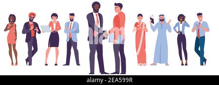 Diverse business people shake hands Stock Vector