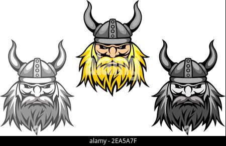 Agressive viking warriors for mascot or tattoo design Stock Vector