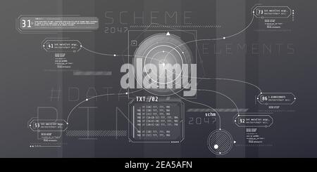 Composition of computer HUD interface with Code Architecture. Stock Vector
