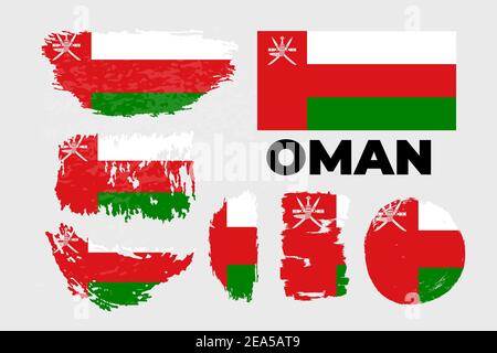 Horizontal Abstract Grunge Brushed Flag of Oman  Stock Vector