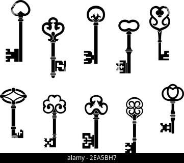 Vintage Keys Silhouette Stock Vector