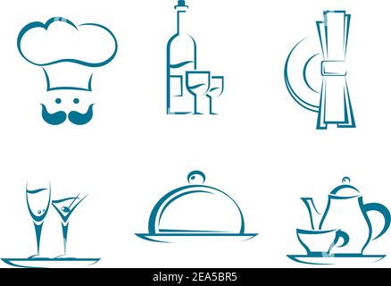 Restaurant icons and symbols set for food service design Stock Vector