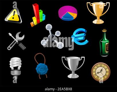 Icons set for web and internet design in glossy style Stock Vector