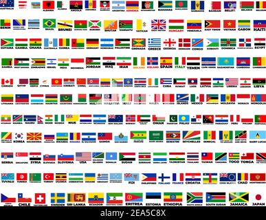 flags of the world. world flag vector illustration. rectangle design.  Stock Vector