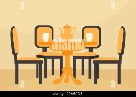 Kitchen table and 4 chairs Stock Vector
