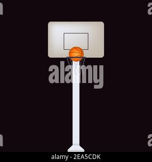Basketball net with ball flat design Stock Vector