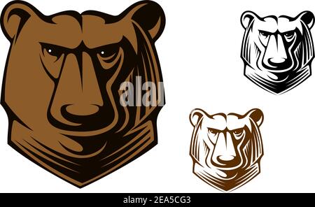 Brown kodiak bear head for sports team mascot or tattoo design Stock Vector