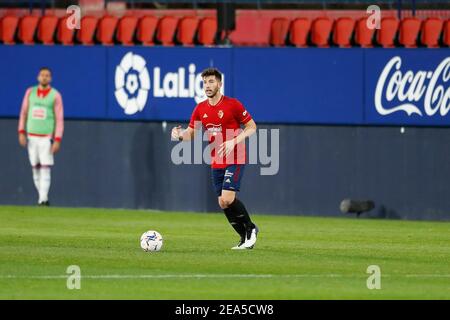 Pamplona, Spain. 7th Feb, 2021. David Garcia (Osasuna) Football/Soccer : Spanish 'La Liga Santander' match between CA Osasuna 2-1 SD Eibar at the Estadio El Sadar in Pamplona, Spain . Credit: Mutsu Kawamori/AFLO/Alamy Live News Stock Photo