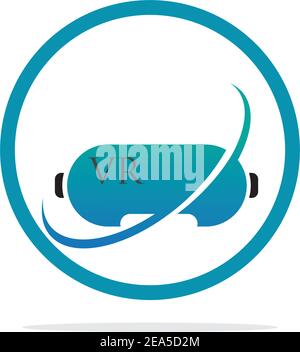 virtual reality logo illustration design template - vector Stock Vector