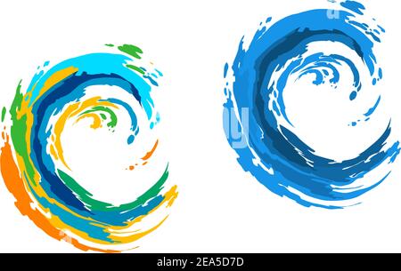 Two colorful waves for serfing sports or another design Stock Vector