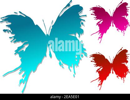 Colourful butterfly blots isolated on white background Stock Vector