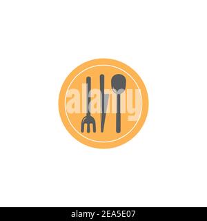 spoon fork knife food tools colorful logo vector Stock Vector