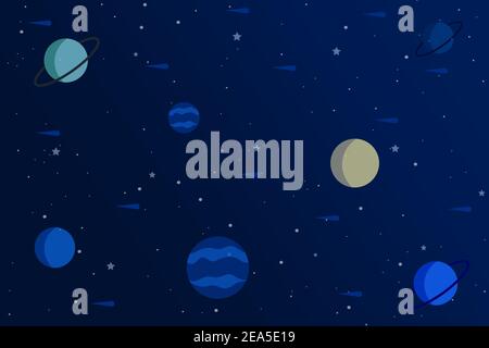Colorful planets background with stars Stock Vector