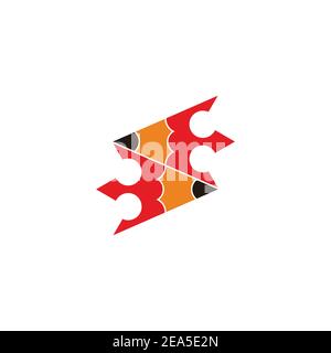 abstract linked pencil colorful geometric logo vector Stock Vector