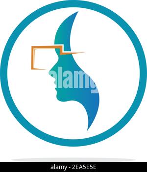 virtual reality logo illustration design template - vector Stock Vector