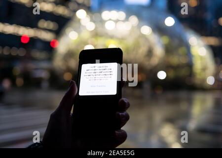 Cellphone app data tracking image. Stock Photo
