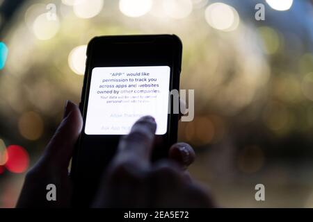 Cellphone app data tracking image. Stock Photo