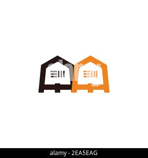 vector of home factory colorful simple flat design logo Stock Vector