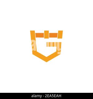 letter g golden crown simple geometric logo vector Stock Vector